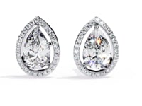 Candice– Pear-Cut Stud Earrings with Floating Halo