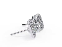 Carla– Radiant-Cut Stud Earrings with Floating Halo