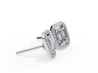 Cassidy – Emerald-Cut Stud Earrings with Floating Halo