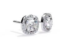 Carlotta– Cushion-Cut Stud Earrings with Floating Halo