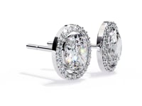 Chelsea– Oval-Cut Stud Earrings with Floating Halo