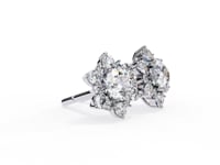 Snow- Round Diamond Floral Halo Stud Earrings
