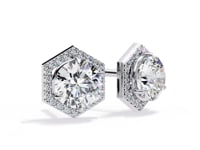 Zoe- Hexagonal Halo Diamond Stud Earrings
