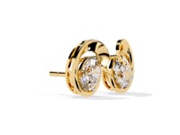 Diane – Sculpted Oval Solitaire Diamond Stud Earrings