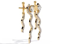 Heidi - Pear-Cut Diamond Studs with Adjustable Wave Jacket