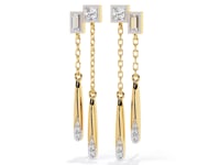 Ivana - Dual-Drop Princess and Baguette Diamond Earrings