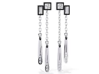 Ivana - Dual-Drop Princess and Baguette Diamond Earrings