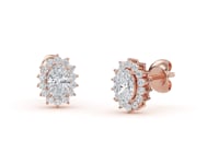 Misaki – Oval Solitaire Diamond Halo Studs