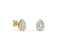Nia – Pear Solitaire Diamond Halo Studs