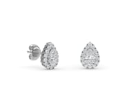 Nia – Pear Solitaire Diamond Halo Studs