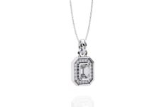 Lauren – Emerald-Cut Halo Pendant