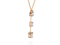 Azar- Three-Stone Solitaire Drop Pendant