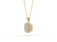 Nina - Double Halo Round Diamond Pendant