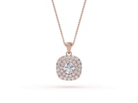 Nina - Double Halo Round Diamond Pendant
