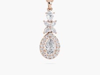 Julie – Pear-Cut Halo Drop Pendant with Marquise Flower Motif