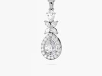 Julie – Pear-Cut Halo Drop Pendant with Marquise Flower Motif