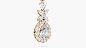 Julie – Pear-Cut Halo Drop Pendant with Marquise Flower Motif