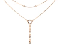 Cira - Double-Layer Diamond Necklace with Pave Bar and Pear Drop