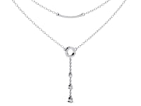Cira - Double-Layer Diamond Necklace with Pave Bar and Pear Drop