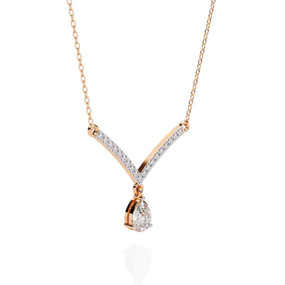Paris – Pavé Bar and Pear Diamond Drop Necklace