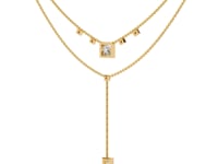 Catalina – The Princess & Baguette Double Chain Drop Necklace